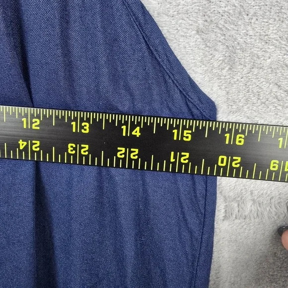 Mud Pie Women Navy Blue Halter Dress Macrame Fringe Hem Boho Summer Size M 8-10 - Picture 12 of 13